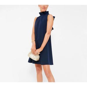 TUCKERNUCK POMANDER PLACE Navy Blue Blythe Dress Medium Ruffle Collar Sleeveless